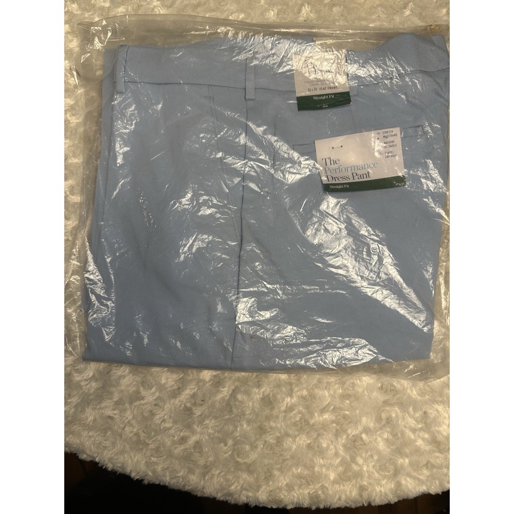 Croft & Barrow Mens Blue Stretch Twill Flat Front Straight Dress Pants 36x34